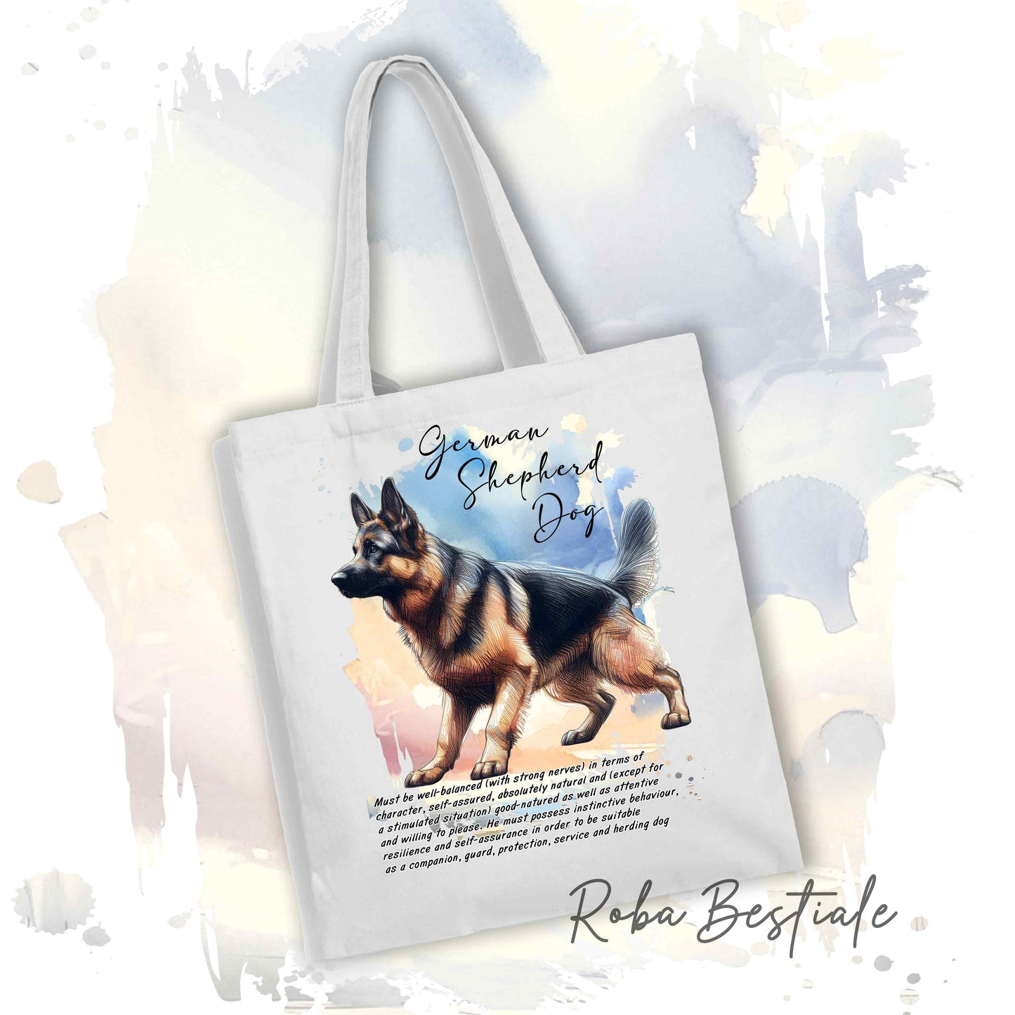 Shopper BEHAVIOR - PASTORE TEDESCO a Pelo Corto - Standard FCI - Diversi colori disponibili, 100% Cotone
