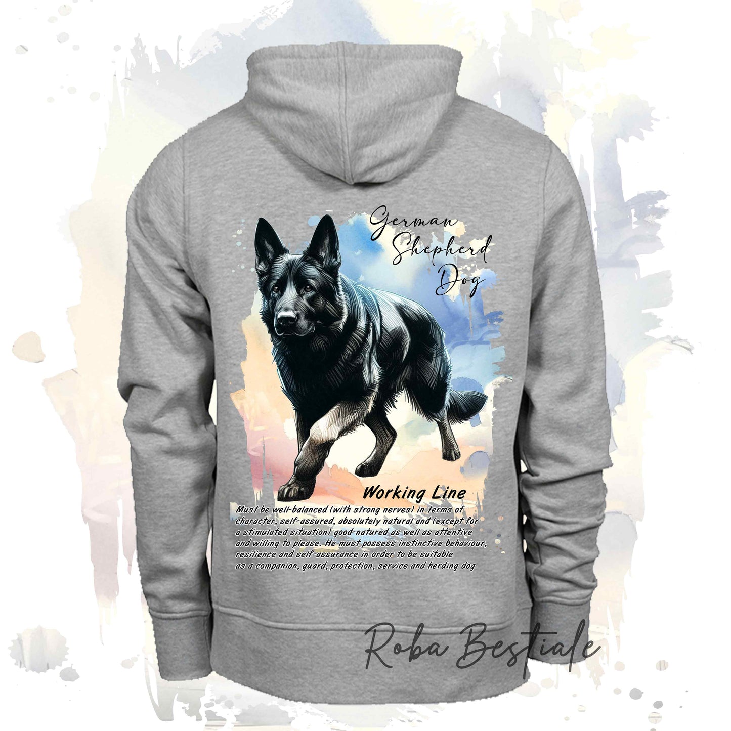 Felpa BEHAVIOR - PASTORE TEDESCO da Lavoro "Grigione" - Standard FCI - Unisex - Grigia - dalla XS alla 3XL