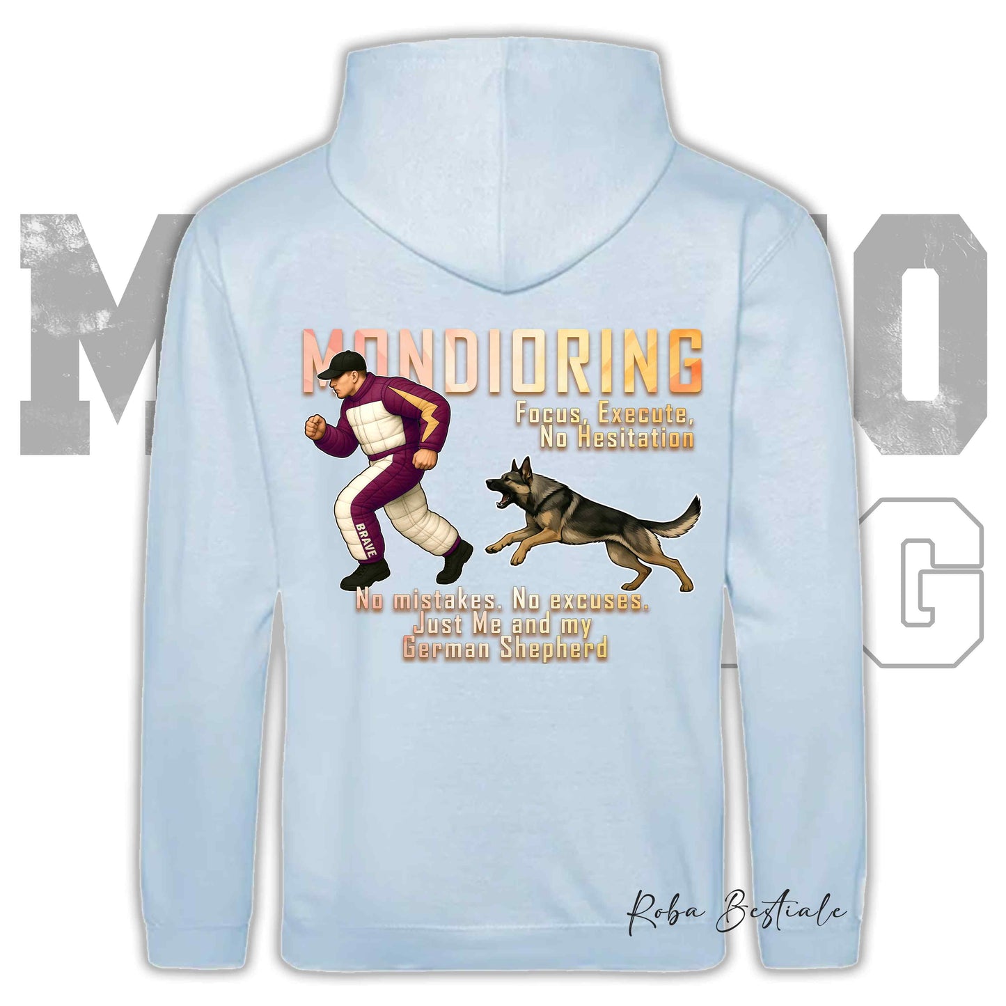 Felpa MONDIORING Chase! - PASTORE TEDESCO da Lavoro "Grigione" - Cappuccio e Tasconi, Unisex, in tanti colori - dalla XS alla 5XL