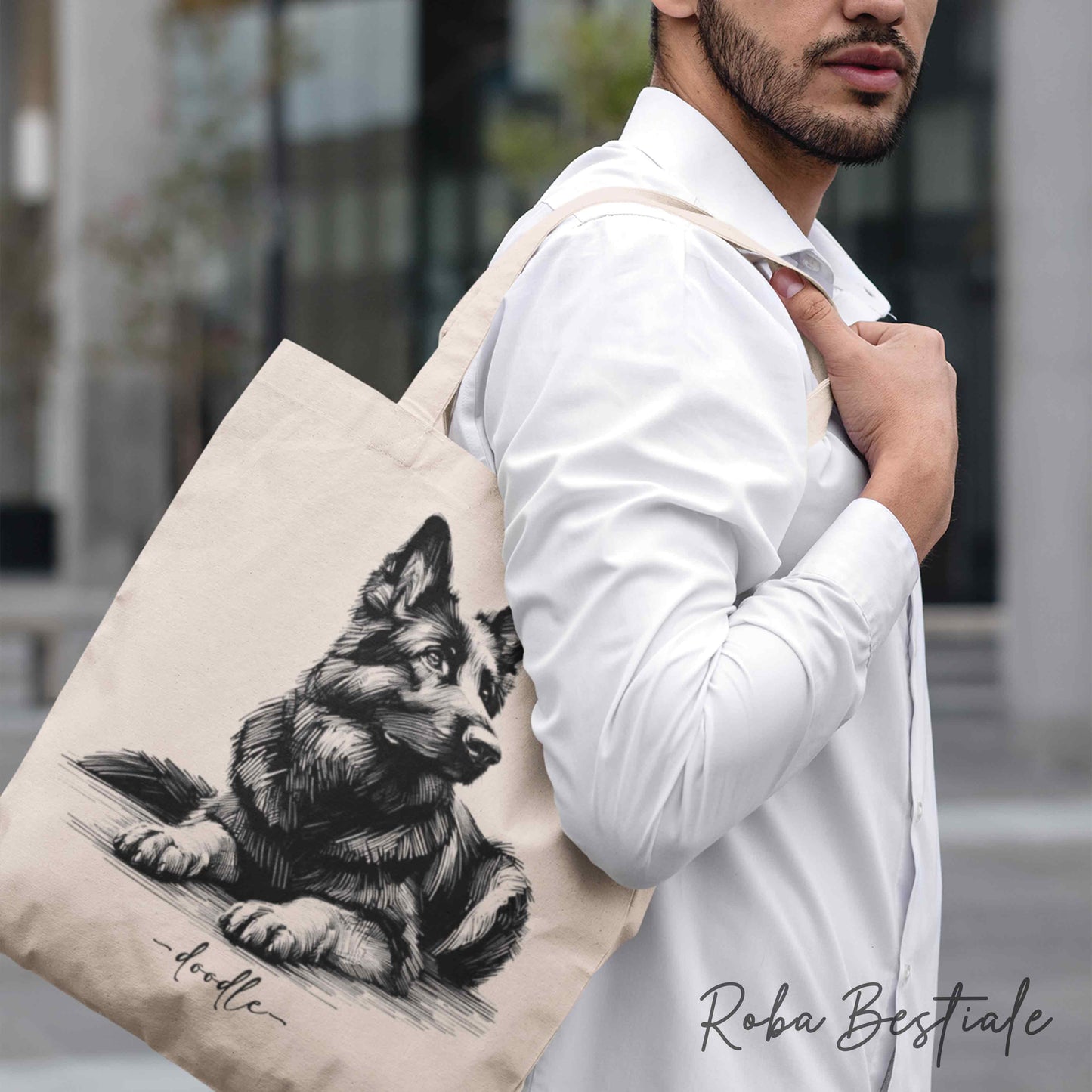 Shopper DOODLE Elegance - PASTORE TEDESCO "GRIGIONE" - Diversi colori disponibili, 100% Cotone