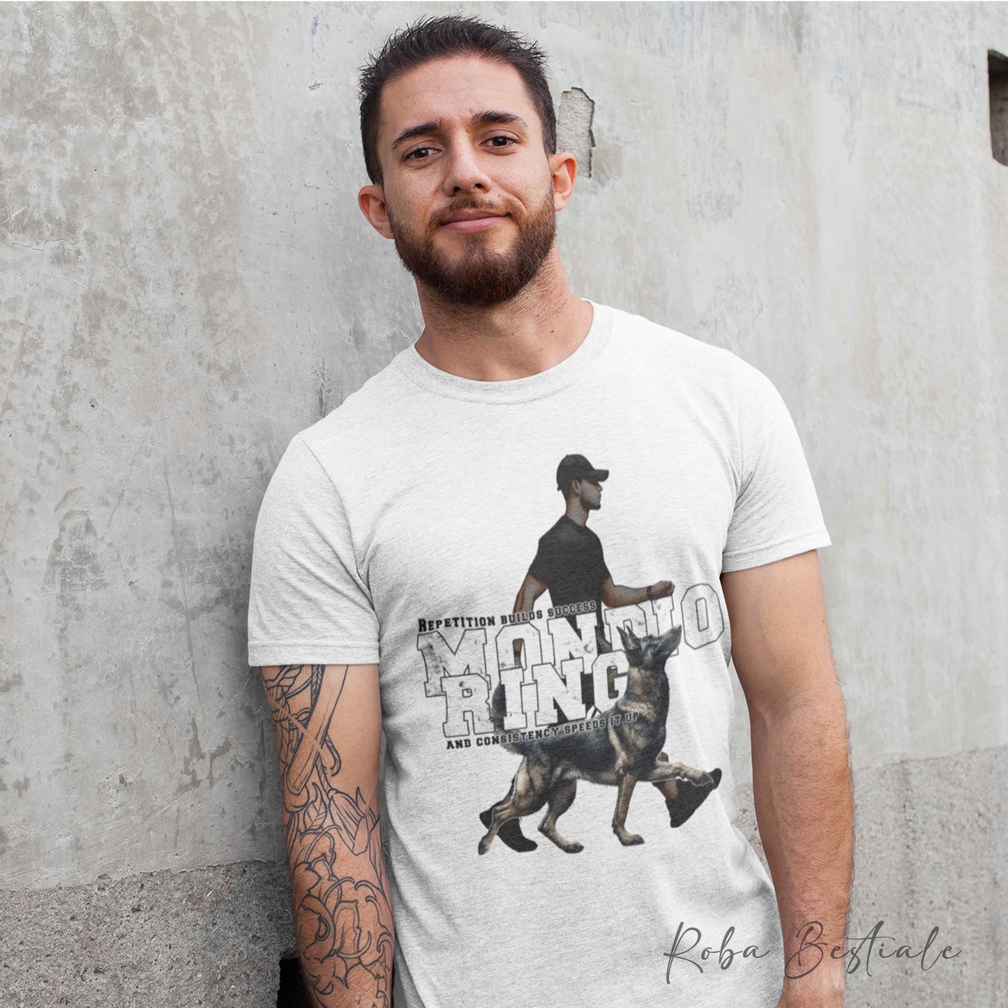 T-Shirt MONDIORING5 - PASTORE TEDESCO "GRIGIONE" + UOMO - Bianca, Uomo o Donna - dalla XS alla 5XL