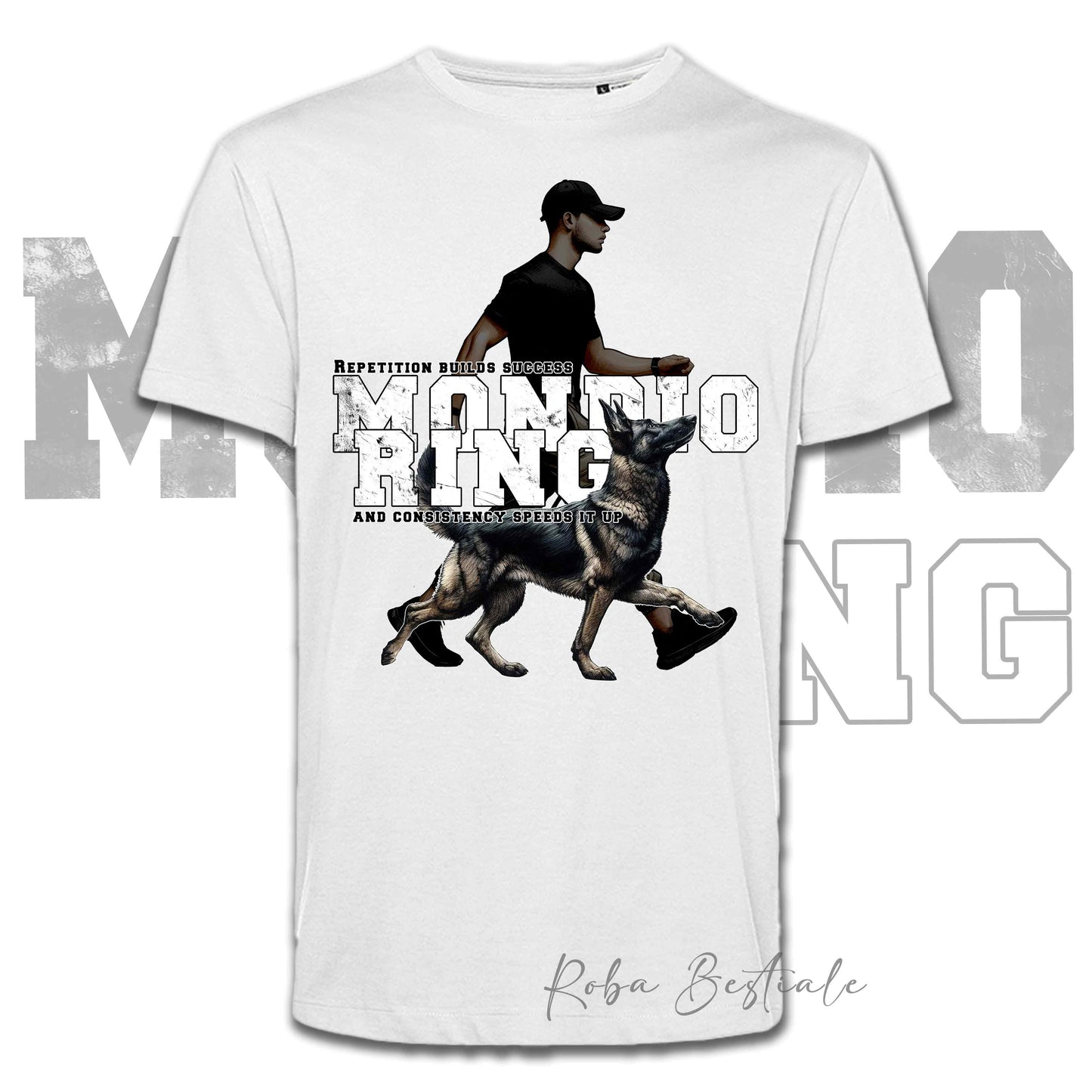 T-Shirt MONDIORING5 - PASTORE TEDESCO "GRIGIONE" + UOMO - Bianca, Uomo o Donna - dalla XS alla 5XL