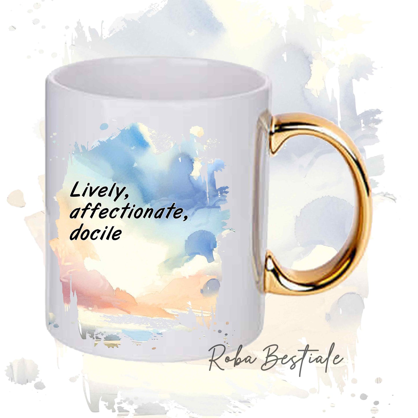 Tazza BEHAVIOR - PICCOLO LEVRIERO ITALIANO Grigio - Standard FCI - In Ceramica, con manico dorato - 330 ml