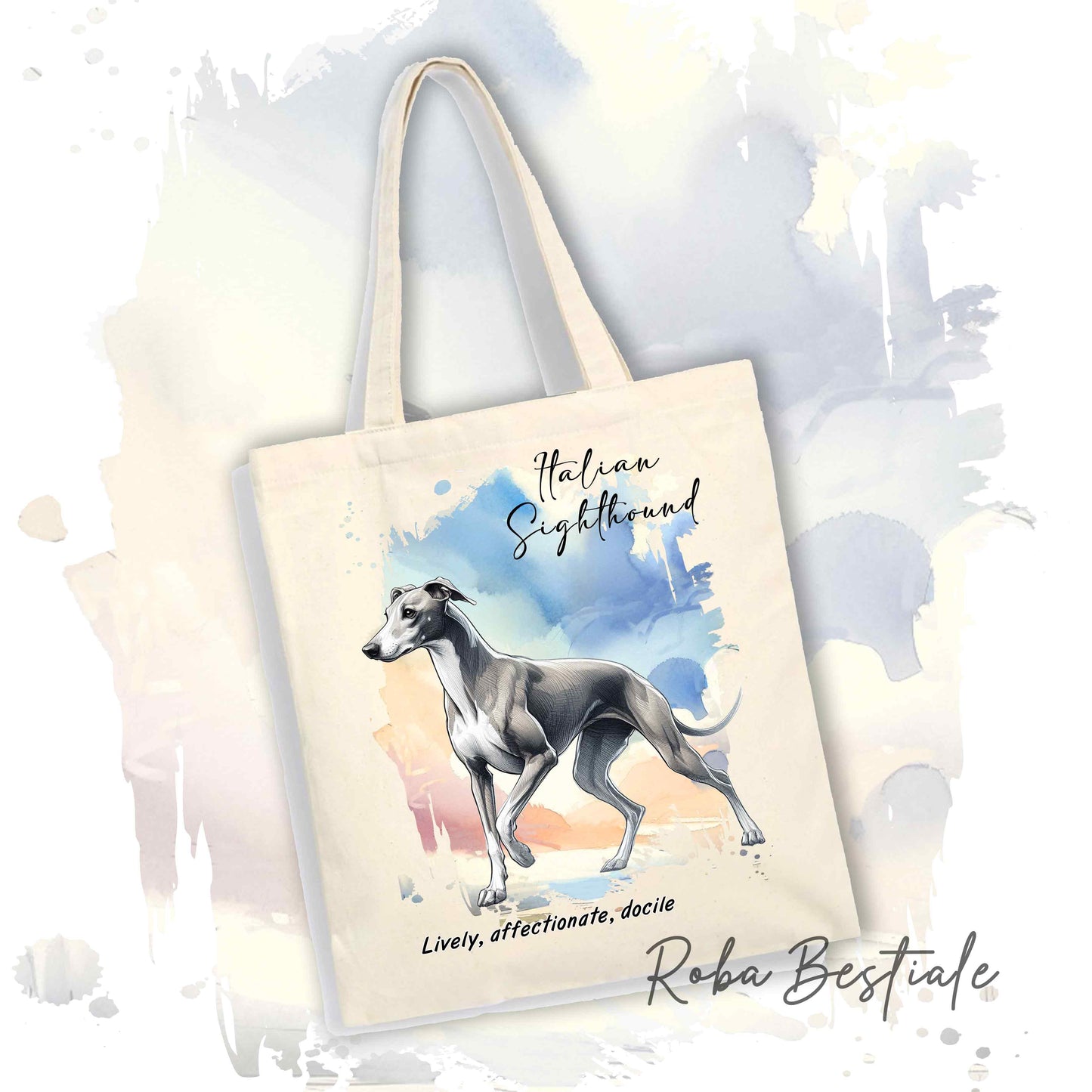 Shopper BEHAVIOR - PICCOLO LEVRIERO ITALIANO Grigio - Standard FCI - Diversi colori disponibili, 100% Cotone