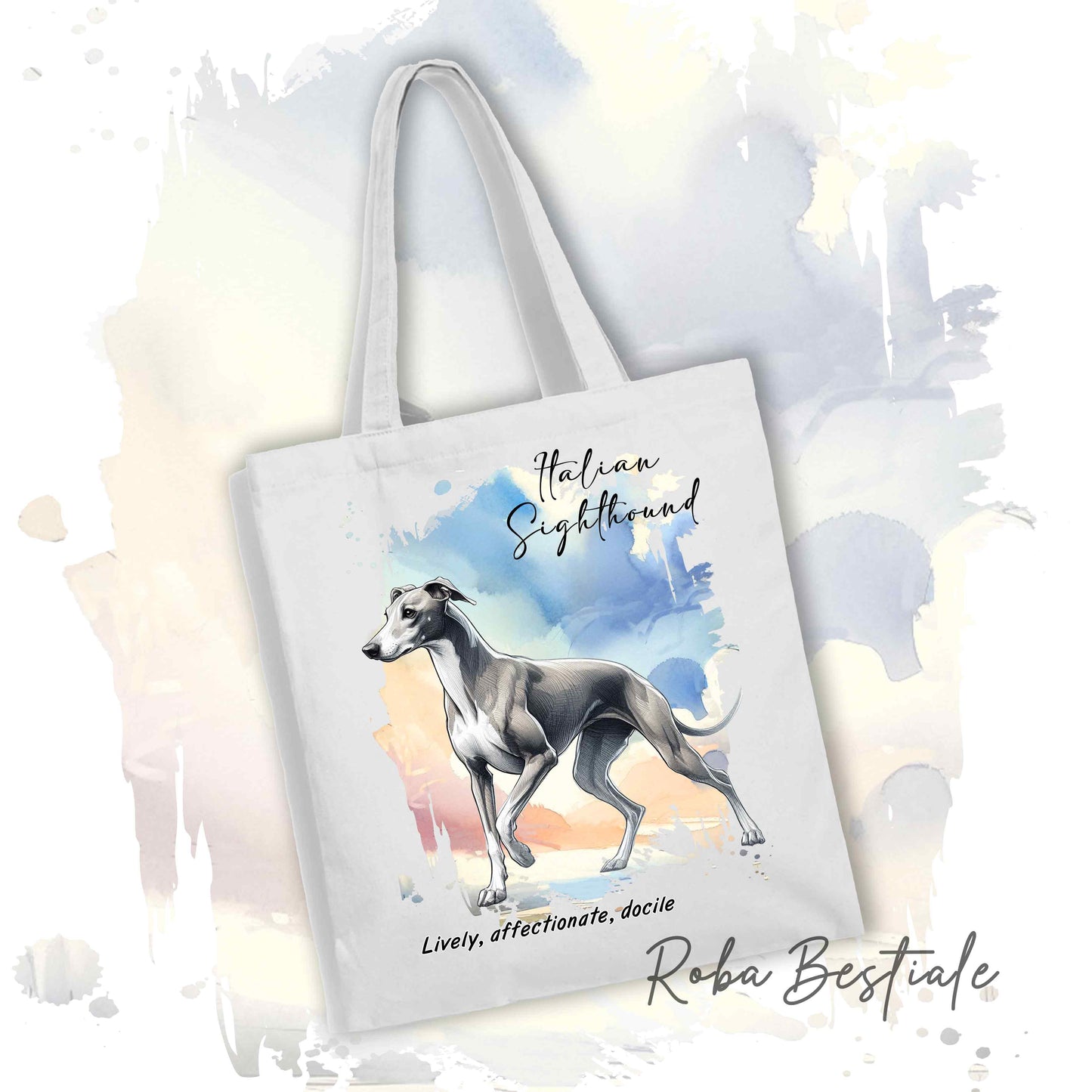 Shopper BEHAVIOR - PICCOLO LEVRIERO ITALIANO Grigio - Standard FCI - Diversi colori disponibili, 100% Cotone