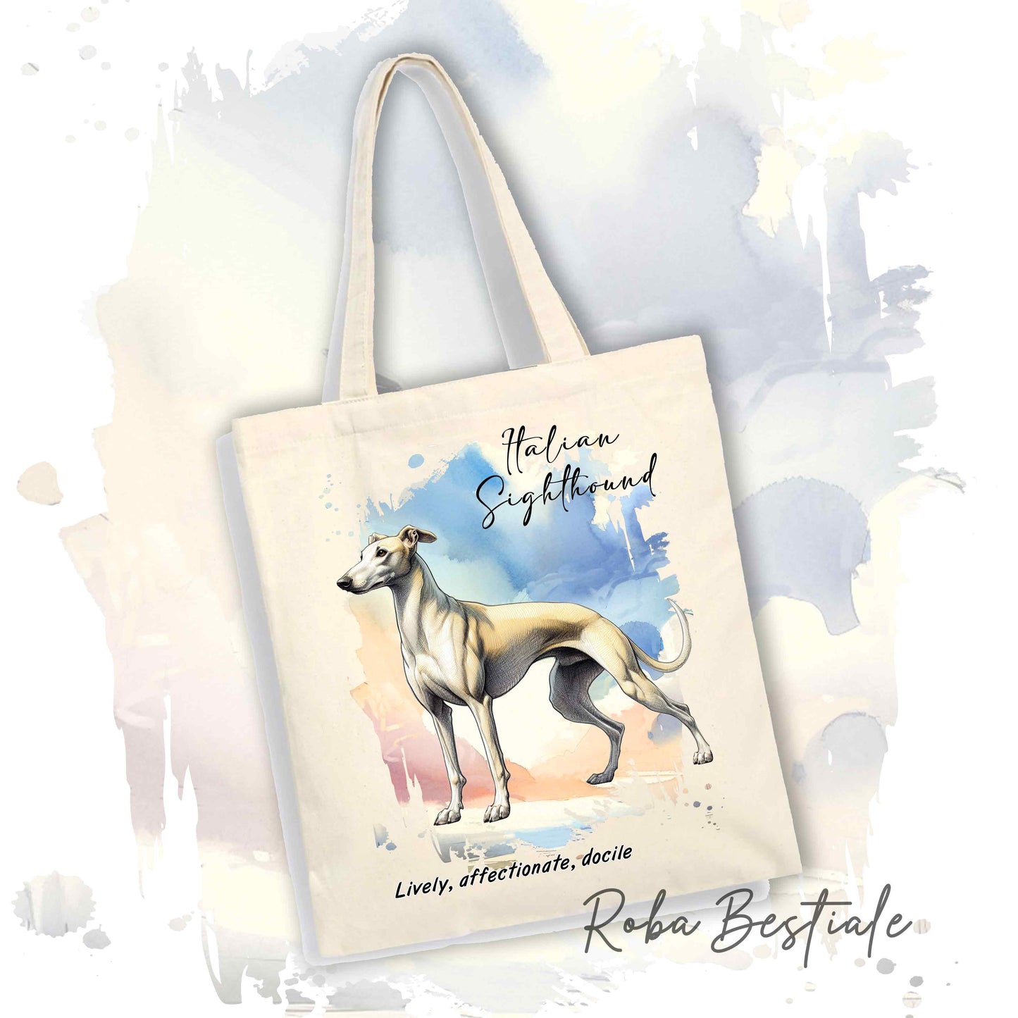 Shopper BEHAVIOR - PICCOLO LEVRIERO ITALIANO Isabella - Standard FCI - Diversi colori disponibili, 100% Cotone