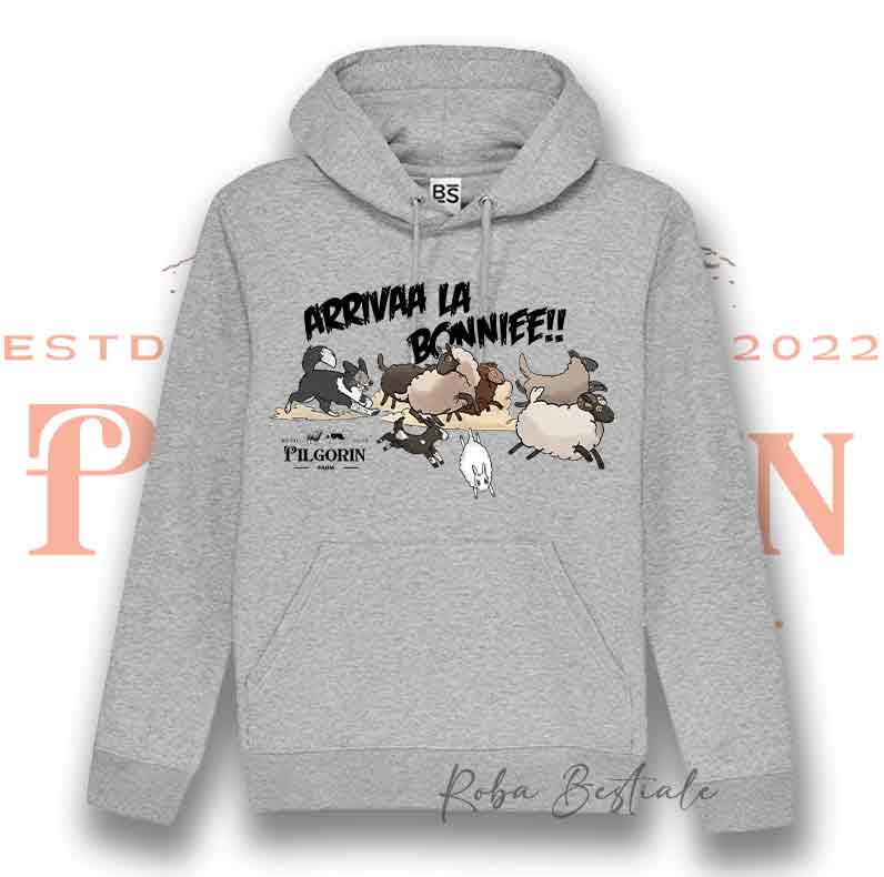 Felpa PILGORIN FARM - Modello BONNIE - Unisex - Grigia - dalla XS alla 3XL