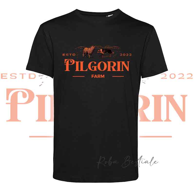 T-Shirt PILGORIN FARM - Cotone 100% - Nera - Uomo o Donna - dalla XS alla 5XL