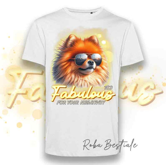 T-Shirt TOO FABULOUS - POMERANIA-SPITZ NANO Arancio