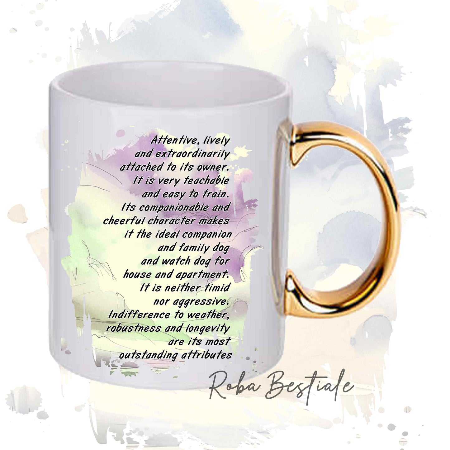 Tazza BEHAVIOR - POMERANIA - SPITZ TEDESCO TOY Arancio - Standard FCI - In Ceramica, con manico dorato - 330 ml