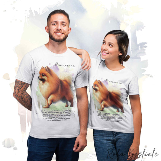 T-Shirt BEHAVIOR - POMERANIA - SPITZ TEDESCO TOY Arancio - Standard FCI - 100% Cotone, Bianca, Uomo o Donna - dalla XS alla 5XL