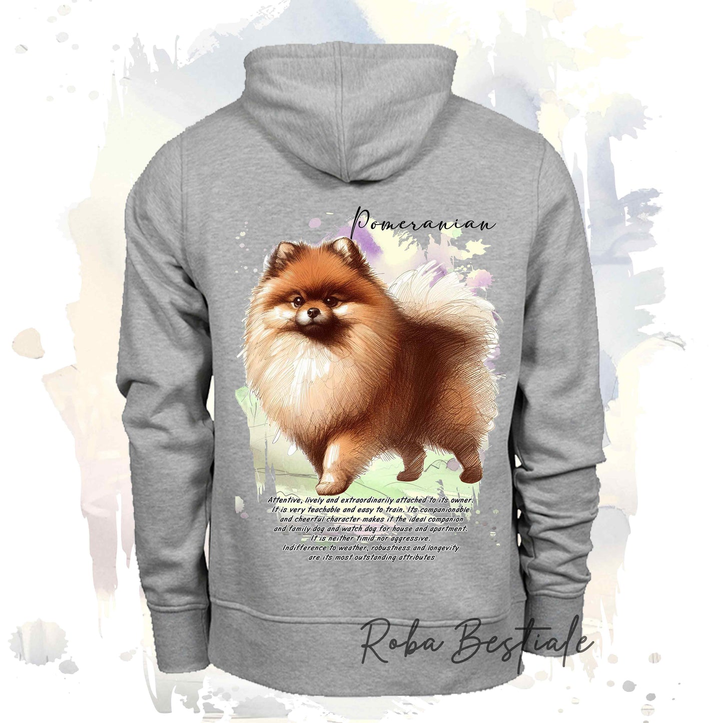 Felpa BEHAVIOR - POMERANIA - SPITZ TEDESCO TOY Marrone - Standard FCI - Unisex - Grigia - dalla XS alla 3XL