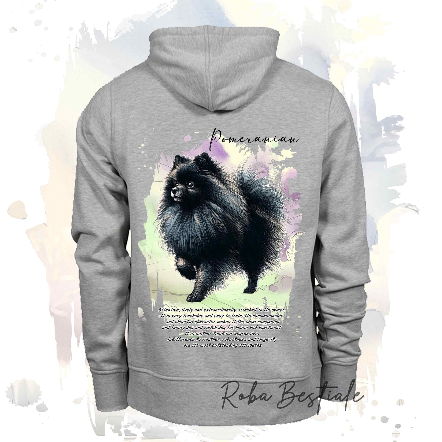 Felpa BEHAVIOR - POMERANIA - SPITZ TEDESCO TOY Nero - Standard FCI - Unisex - Grigia - dalla XS alla 3XL