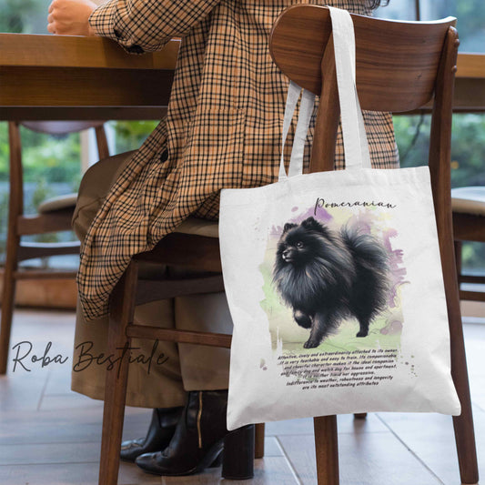 Shopper BEHAVIOR - POMERANIA - SPITZ TEDESCO TOY Nero - Standard FCI - Diversi colori disponibili, 100% Cotone