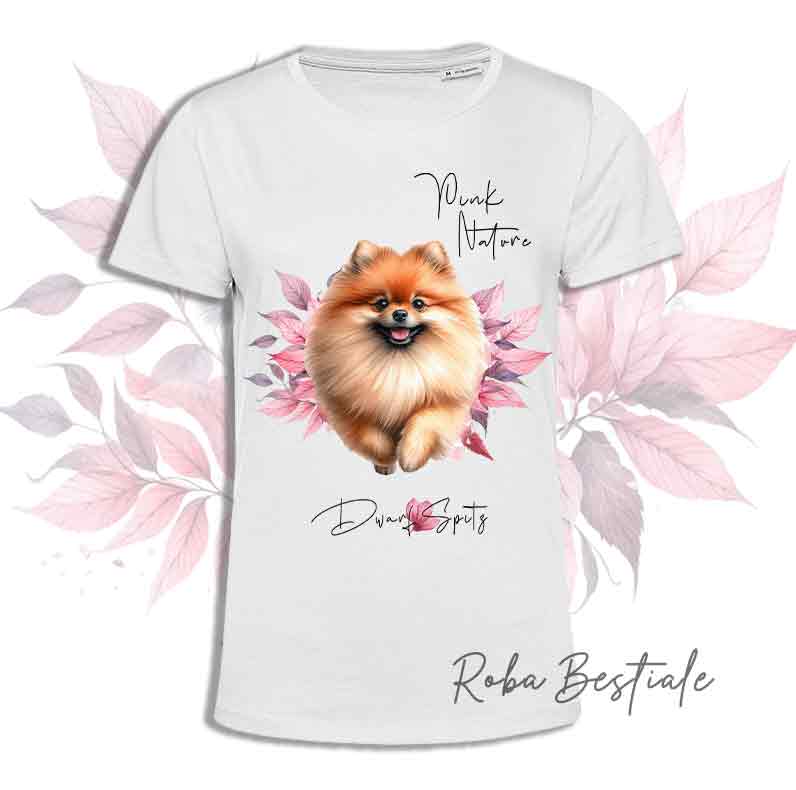 T-Shirt PINK NATURE - SPITZ TEDESCO NANO - POMERANIA Arancio - Uomo o Donna - dalla XS alla 5XL