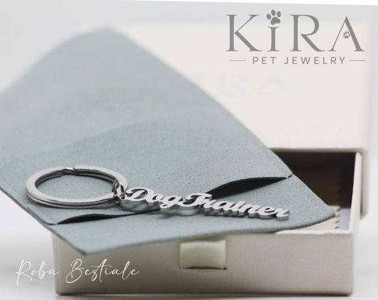 Portachiavi KIRA PET JEWERLY - DOG TRAINER - In Acciaio Inox color SILVER