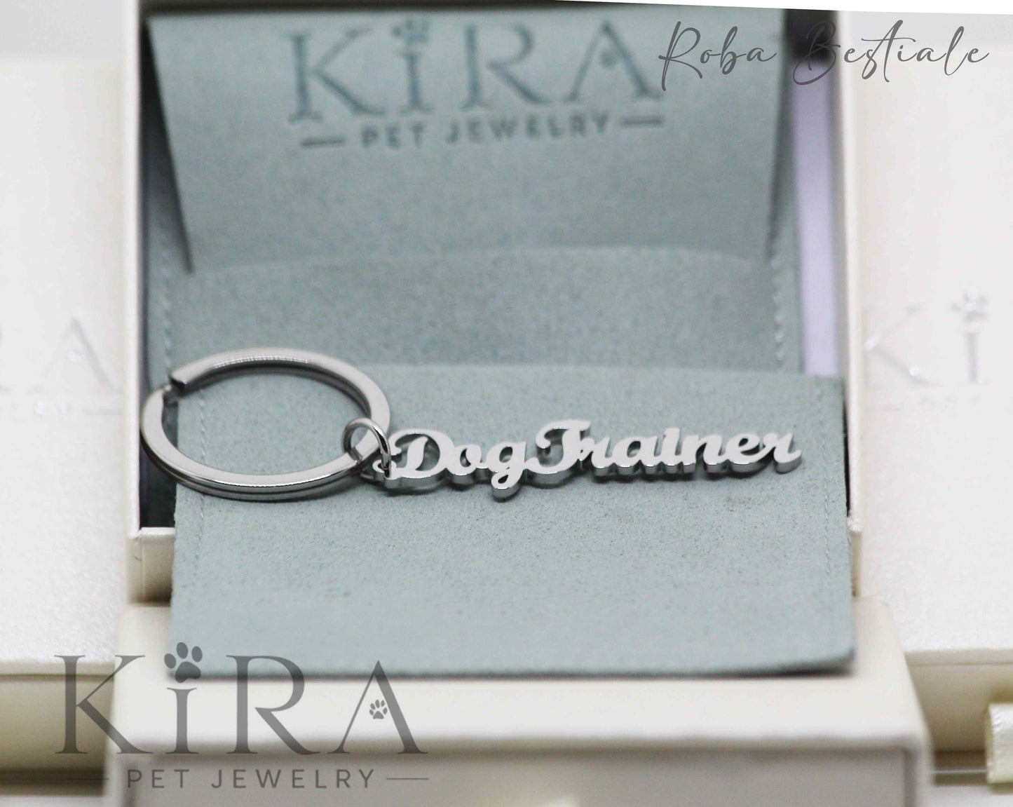 Portachiavi KIRA PET JEWERLY - DOG TRAINER - In Acciaio Inox color SILVER