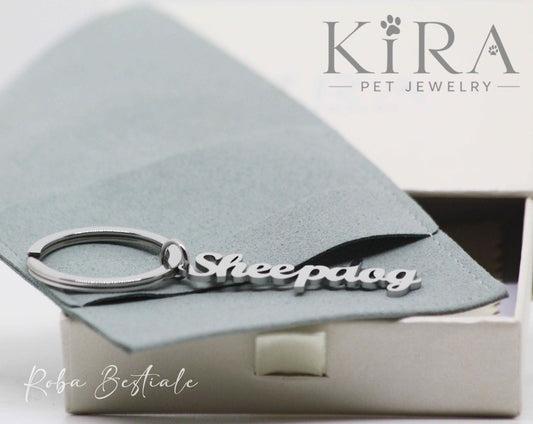 Portachiavi KIRA PET JEWERLY - SHEEPDOG - In Acciaio Inox color SILVER