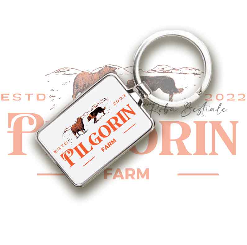 Portachiavi PILGORIN FARM - In metallo color argento - 3 x 7,5 cm