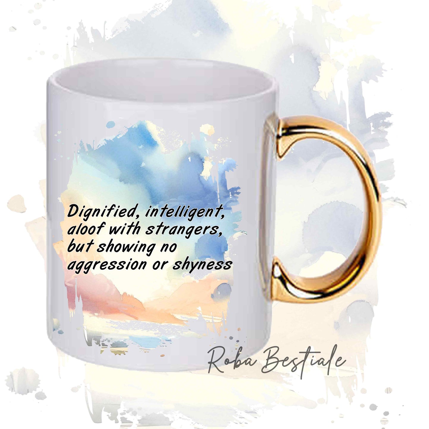 Tazza BEHAVIOR - RHODESIAN RIDGEBACK - Standard FCI - In Ceramica, con manico dorato - 330 ml