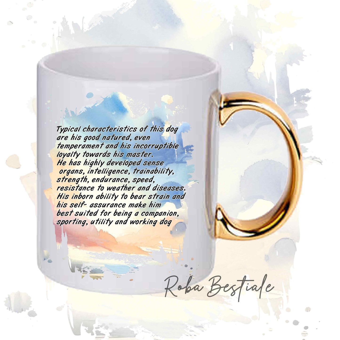 Tazza BEHAVIOR - RIESENSCHNAUZER Nero - Standard FCI - In Ceramica, con manico dorato - 330 ml