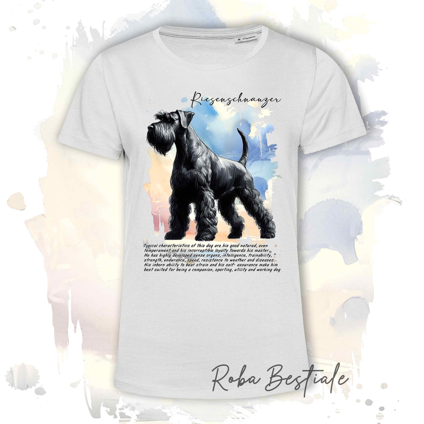 T-Shirt BEHAVIOR - RIESENSCHNAUZER Nero - Standard FCI - 100% Cotone, Bianca, Uomo o Donna - dalla XS alla 5XL