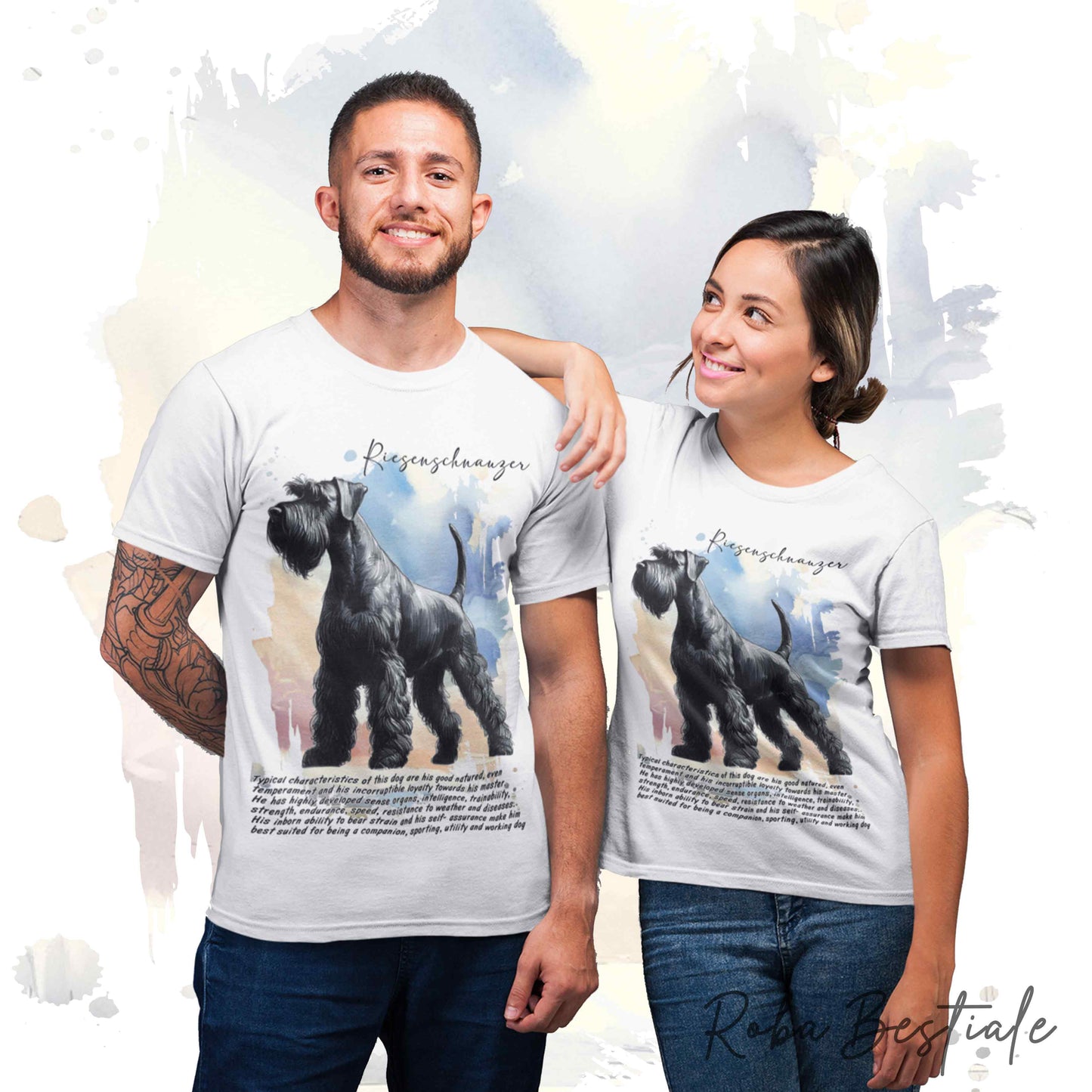 T-Shirt BEHAVIOR - RIESENSCHNAUZER Nero - Standard FCI - 100% Cotone, Bianca, Uomo o Donna - dalla XS alla 5XL