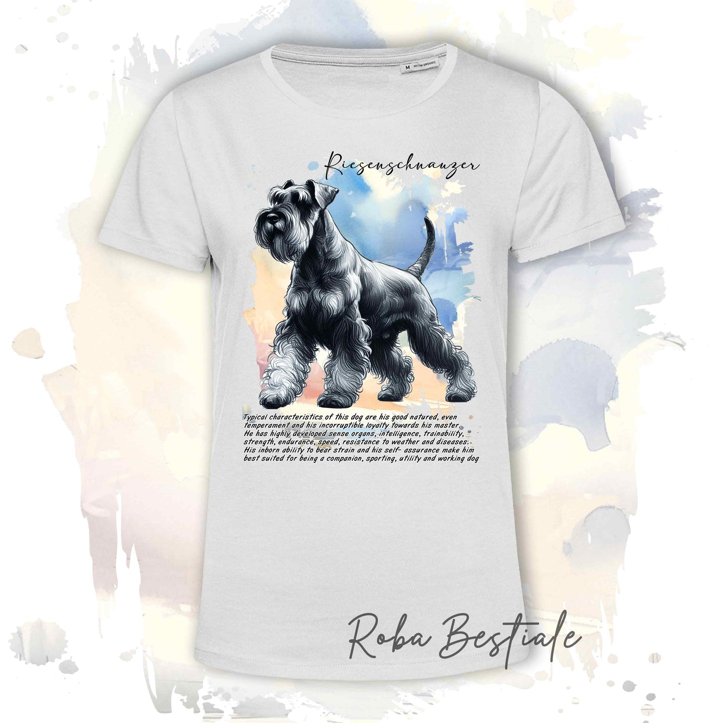 T-Shirt BEHAVIOR - RIESENSCHNAUZER Pepe e Sale - Standard FCI - 100% Cotone, Bianca, Uomo o Donna - dalla XS alla 5XL