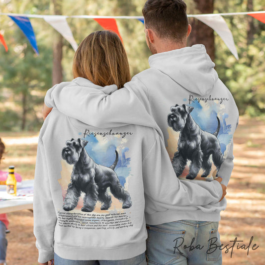 Felpa BEHAVIOR - RIESENSCHNAUZER Pepe e Sale - Standard FCI - Unisex - Grigia - dalla XS alla 3XL