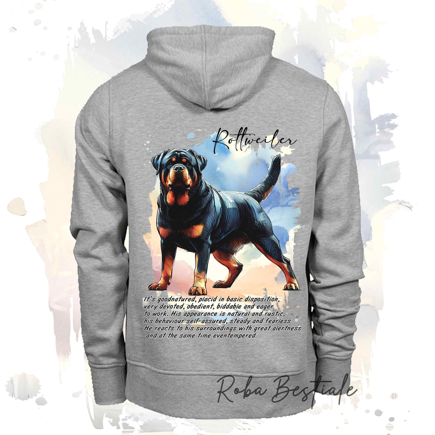 Felpa BEHAVIOR - ROTTWEILER - Standard FCI - Unisex - Grigia - dalla XS alla 3XL