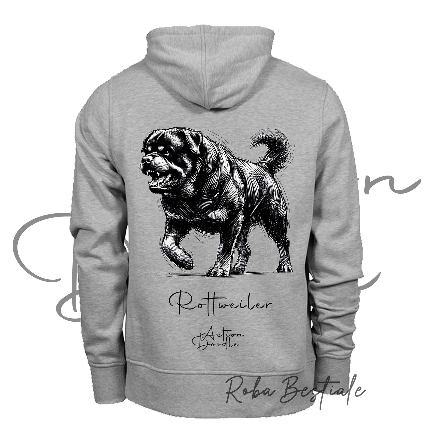 Felpa ACTION DOODLE - ROTTWEILER 1 - Unisex - Grigia - dalla XS alla 3XL