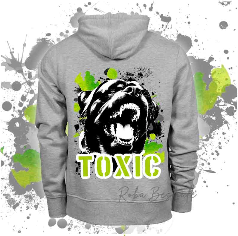 Felpa TOXIC - ROTTWEILER - Unisex - Grigia - dalla XS alla 3XL