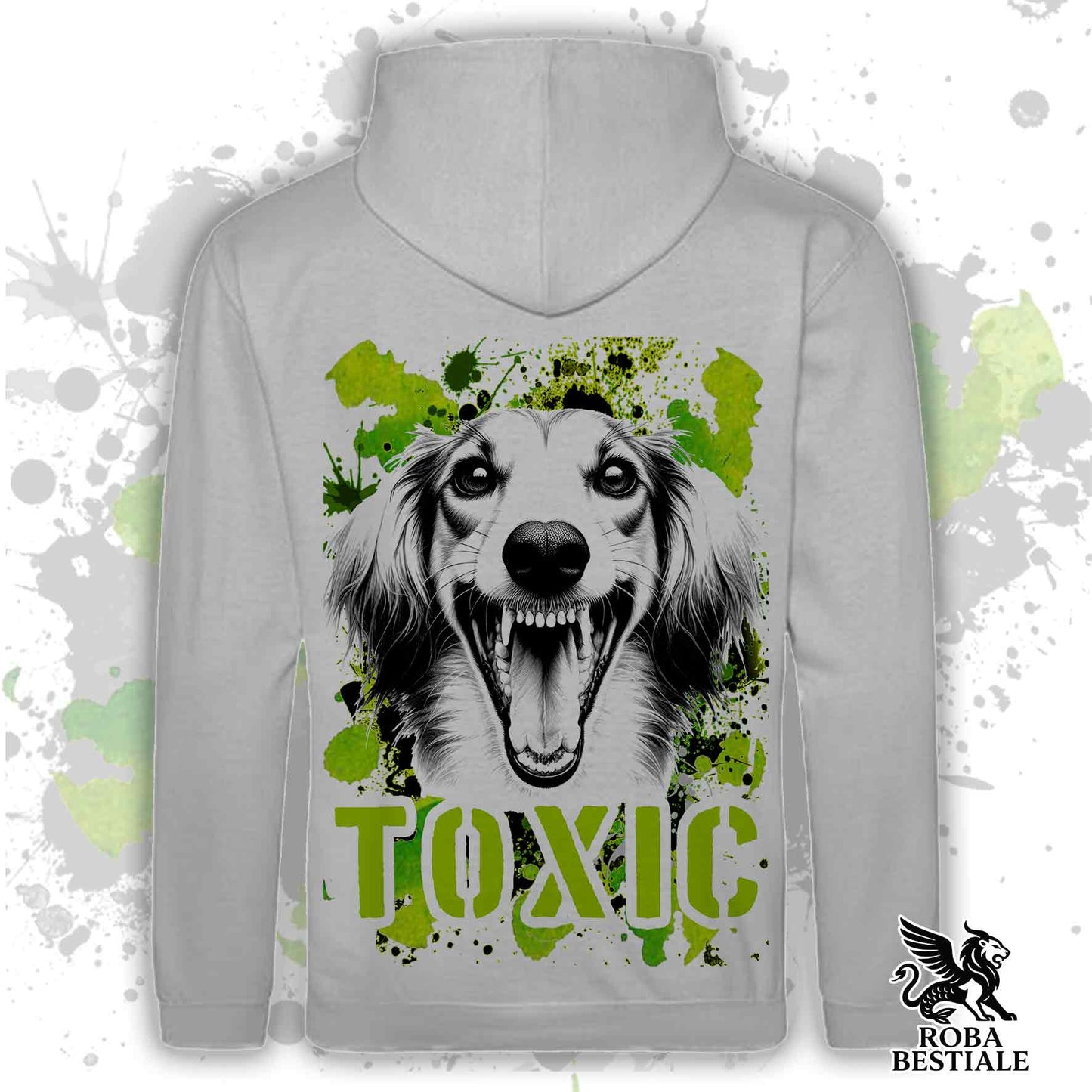 Felpa TOXIC - SALUKI - Con Cappuccio e Tasconi, Unisex, in tanti colori - dalla XS alla 5XL