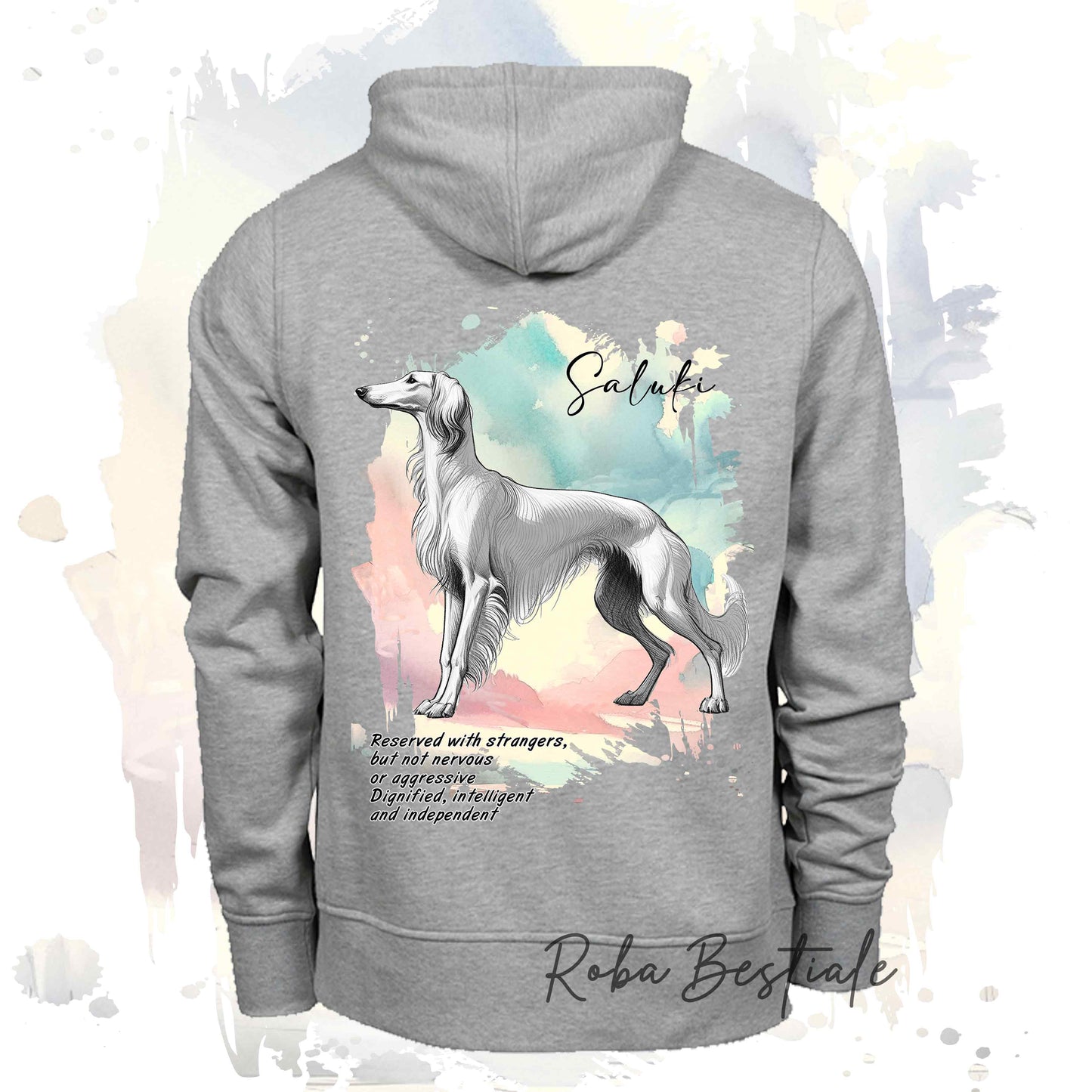 Felpa BEHAVIOR - SALUKI Bianco - Standard FCI - Unisex - Grigia - dalla XS alla 3XL