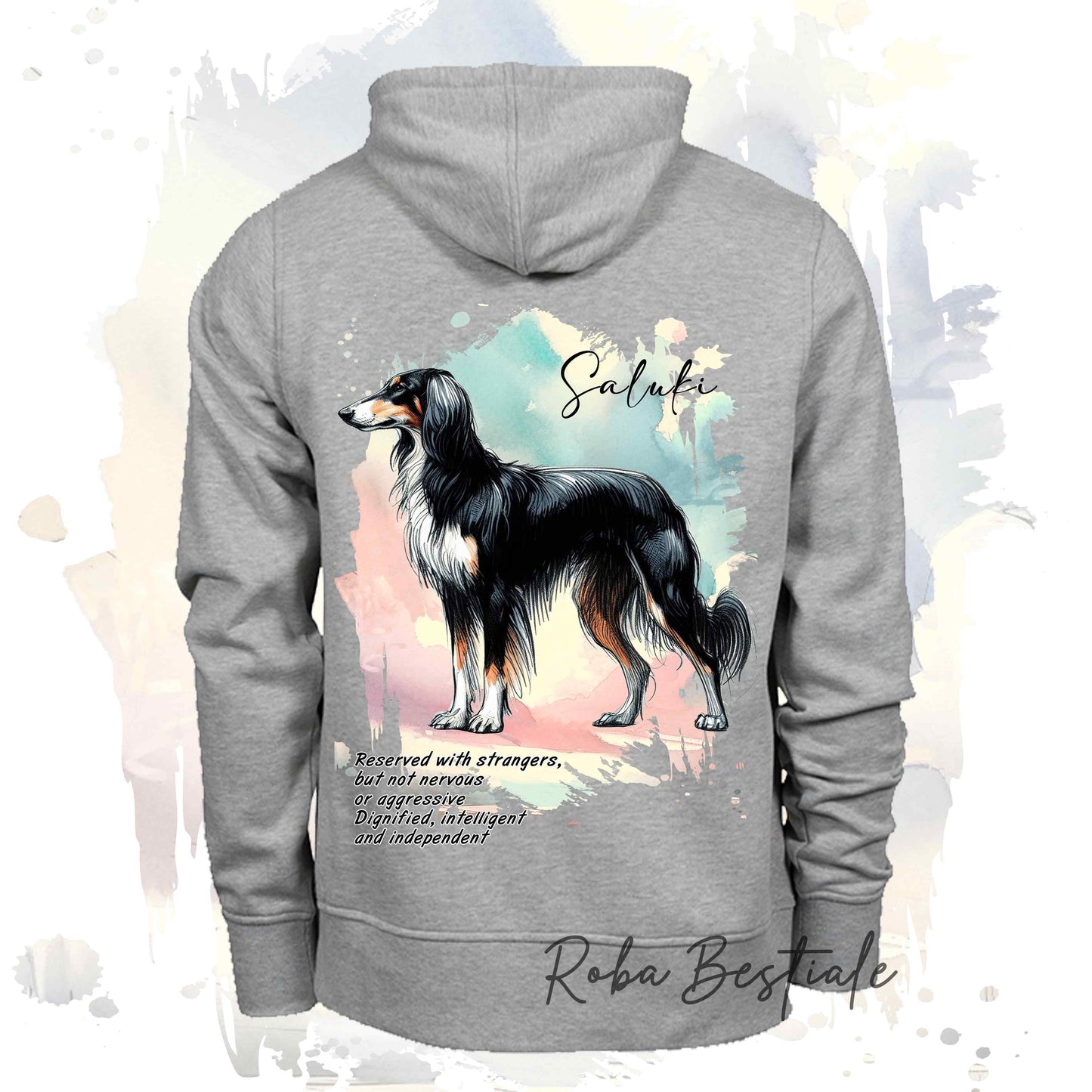 Felpa BEHAVIOR - SALUKI Black Tricolor - Standard FCI - Unisex - Grigia - dalla XS alla 3XL