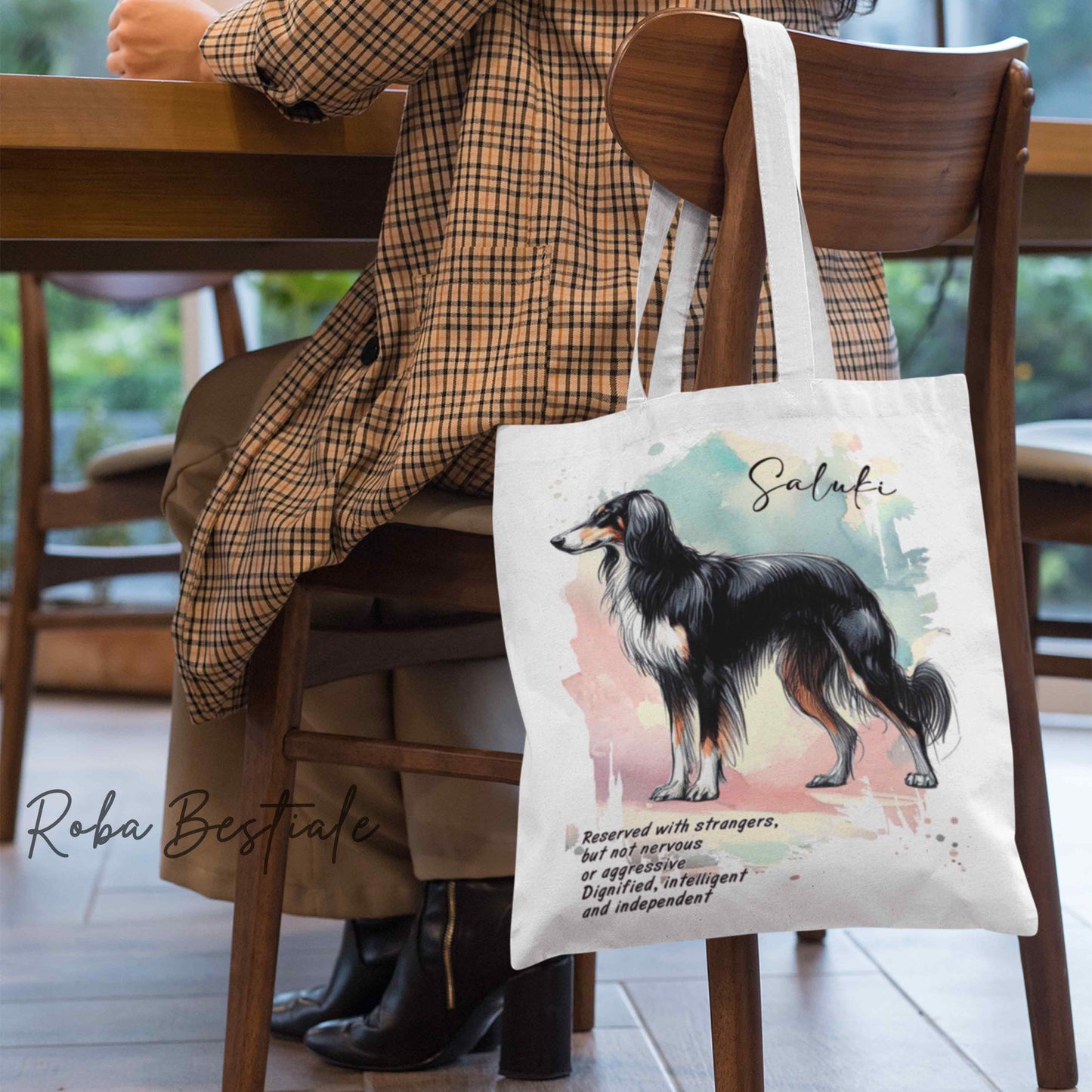 Shopper BEHAVIOR - SALUKI Black Tricolor - Standard FCI - Diversi colori disponibili, 100% Cotone