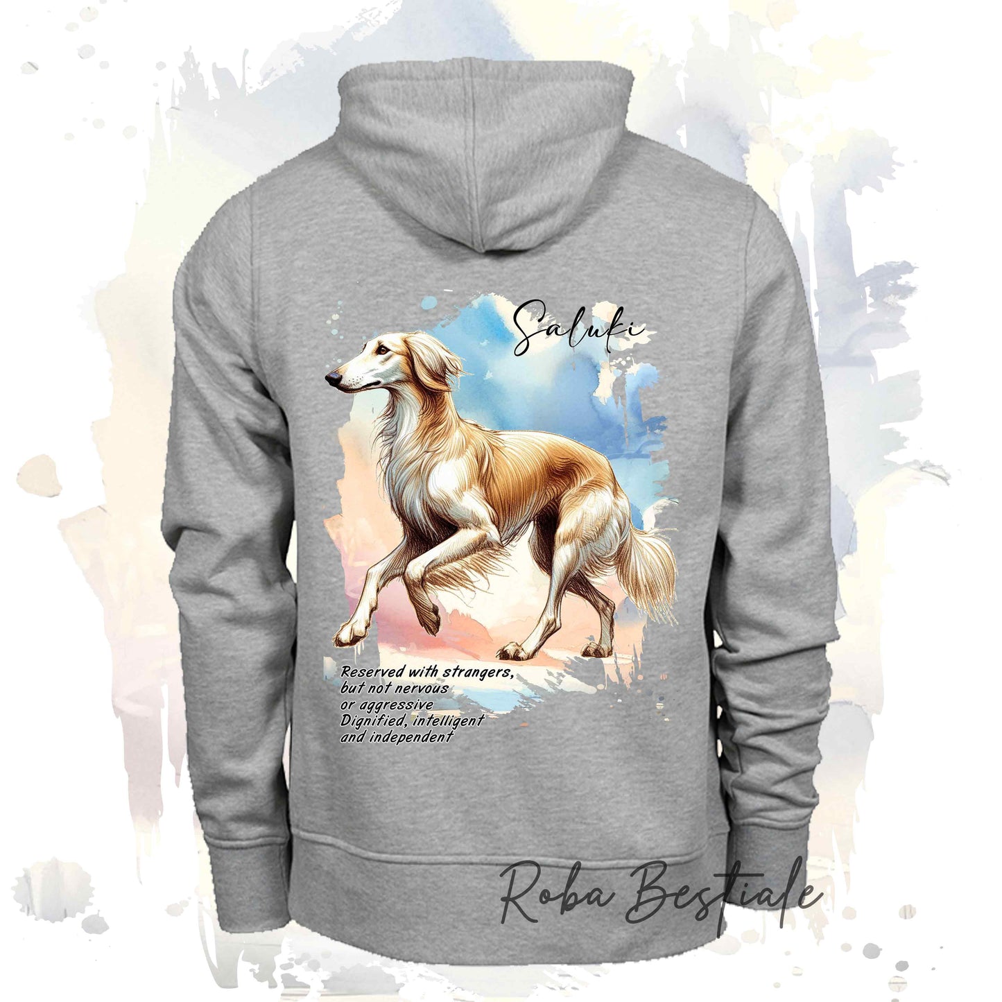 Felpa BEHAVIOR - SALUKI Crema - Standard FCI - Unisex - Grigia - dalla XS alla 3XL