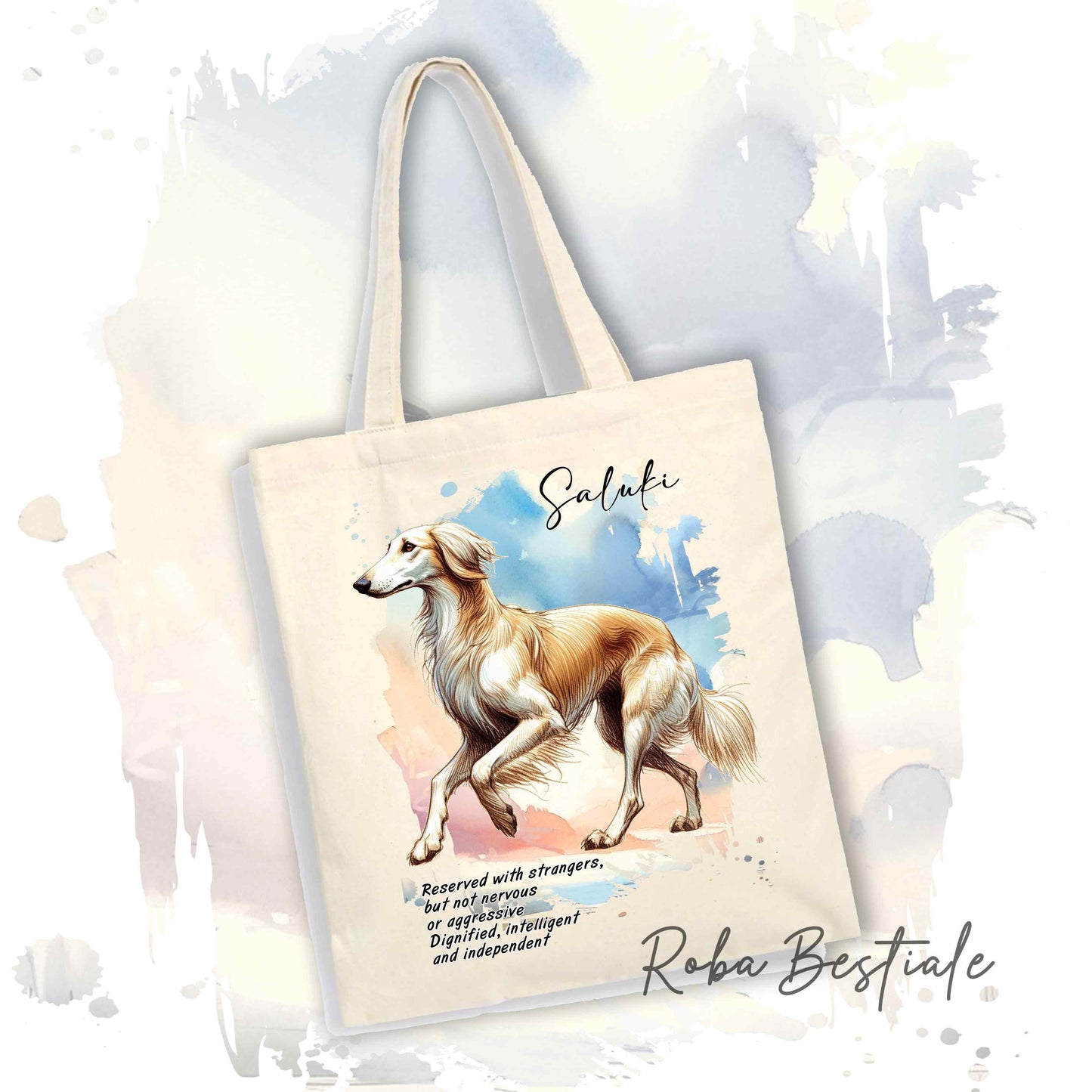 Shopper BEHAVIOR - SALUKI Crema - Standard FCI - Diversi colori disponibili, 100% Cotone