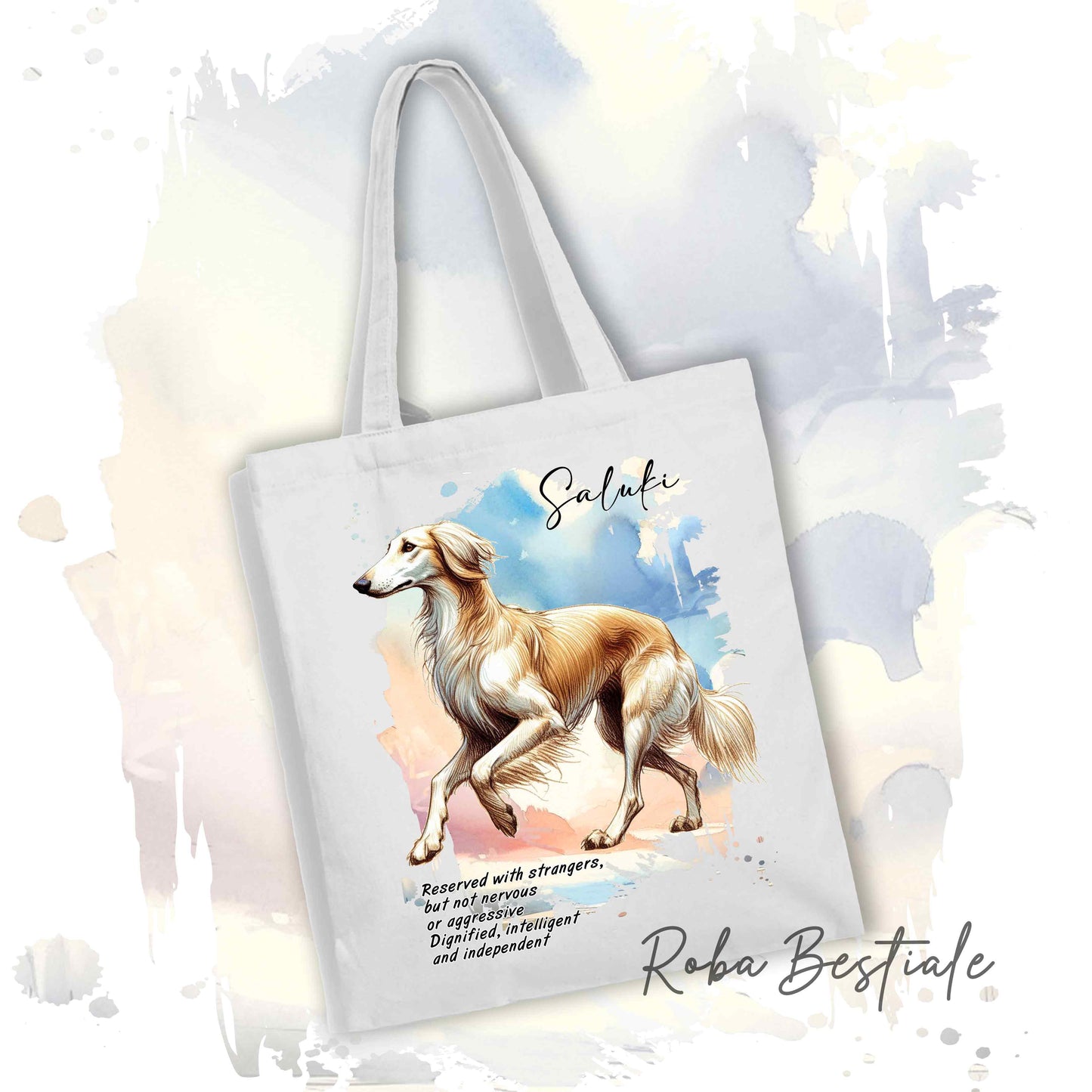 Shopper BEHAVIOR - SALUKI Crema - Standard FCI - Diversi colori disponibili, 100% Cotone