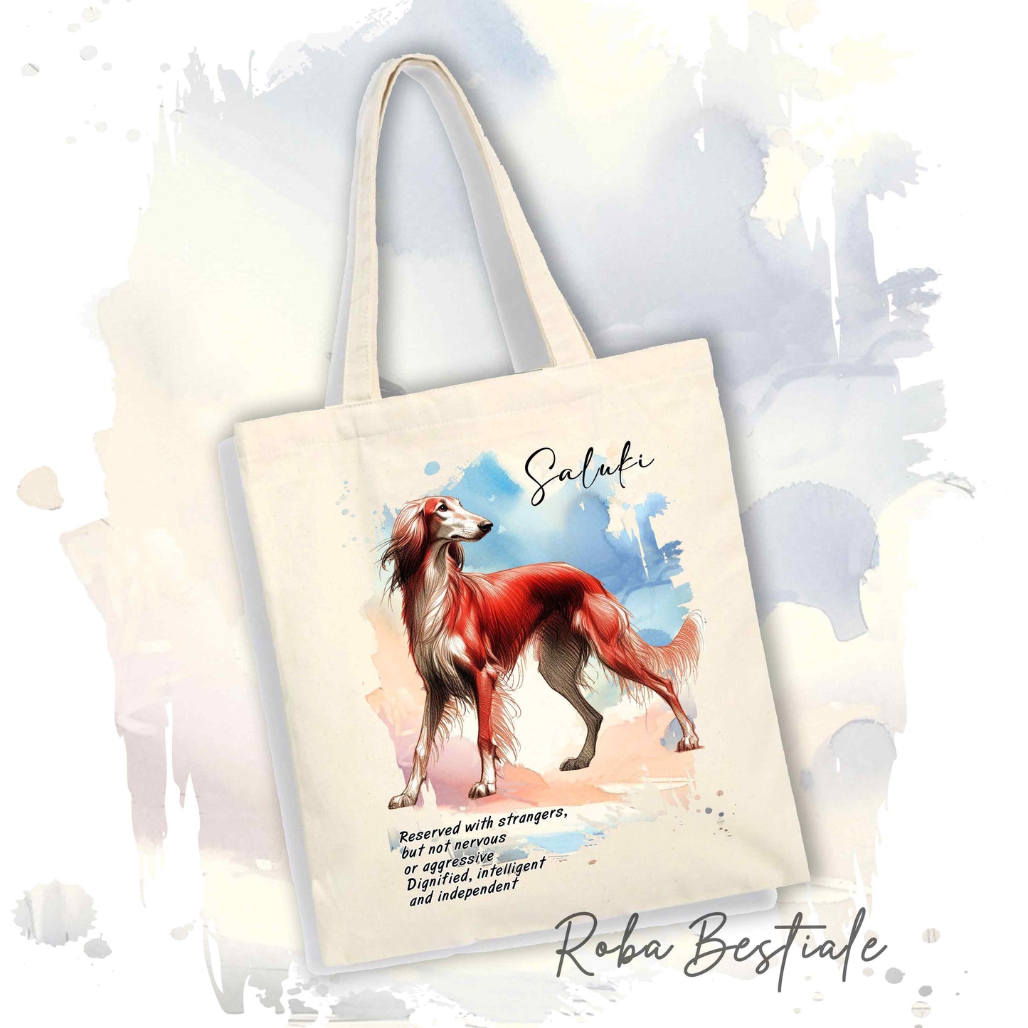 Shopper BEHAVIOR - SALUKI Rosso - Standard FCI - Diversi colori disponibili, 100% Cotone