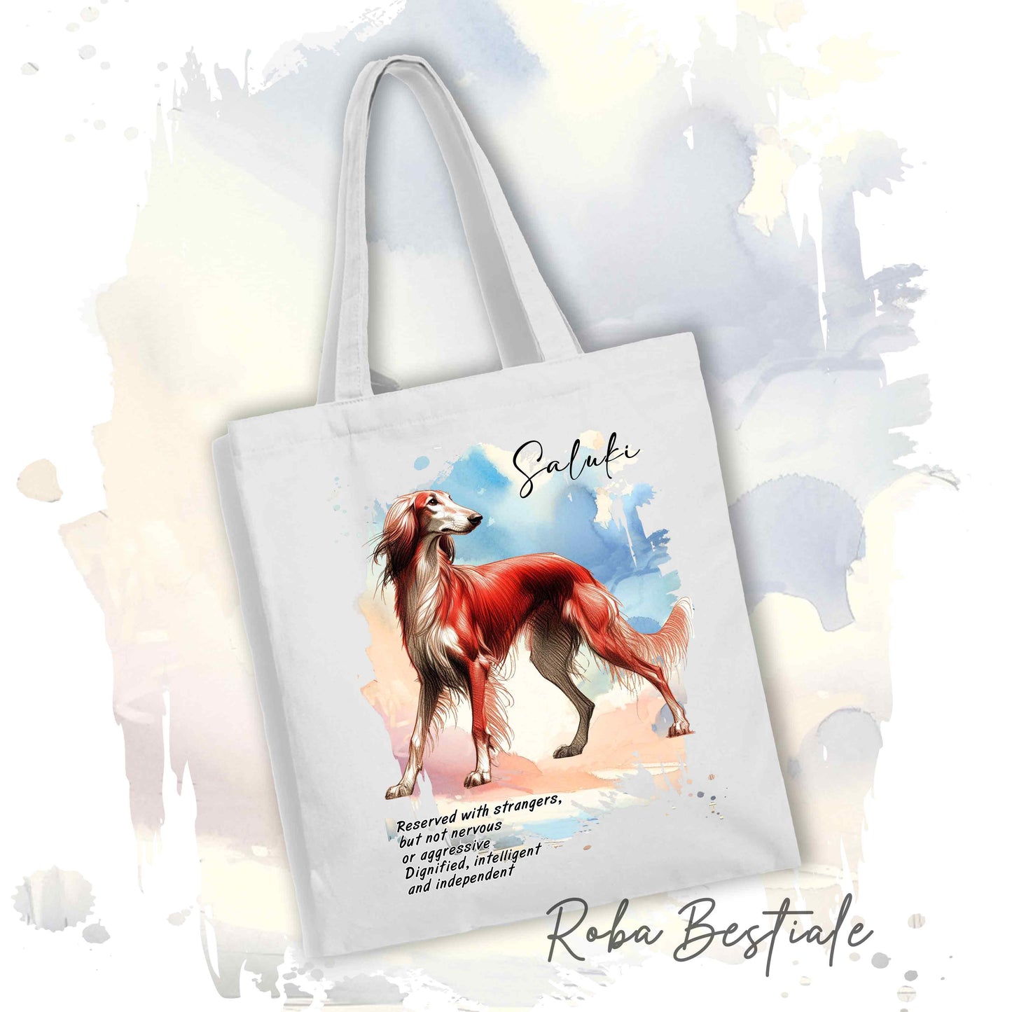Shopper BEHAVIOR - SALUKI Rosso - Standard FCI - Diversi colori disponibili, 100% Cotone