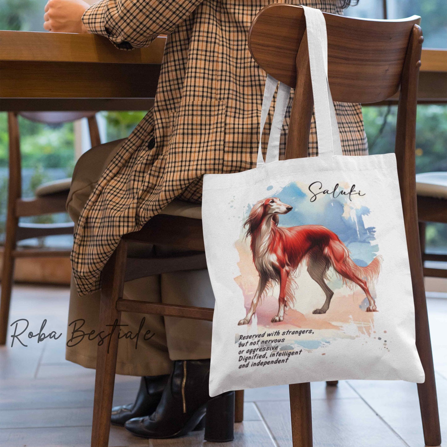 Shopper BEHAVIOR - SALUKI Rosso - Standard FCI - Diversi colori disponibili, 100% Cotone