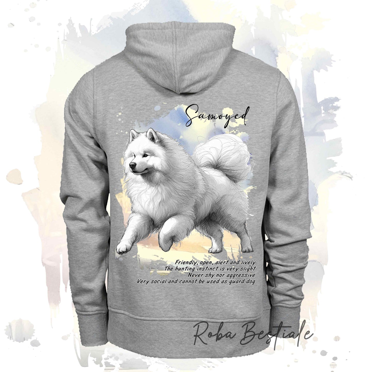 Felpa BEHAVIOR - SAMOIEDO - Standard FCI - Unisex - Grigia - dalla XS alla 3XL