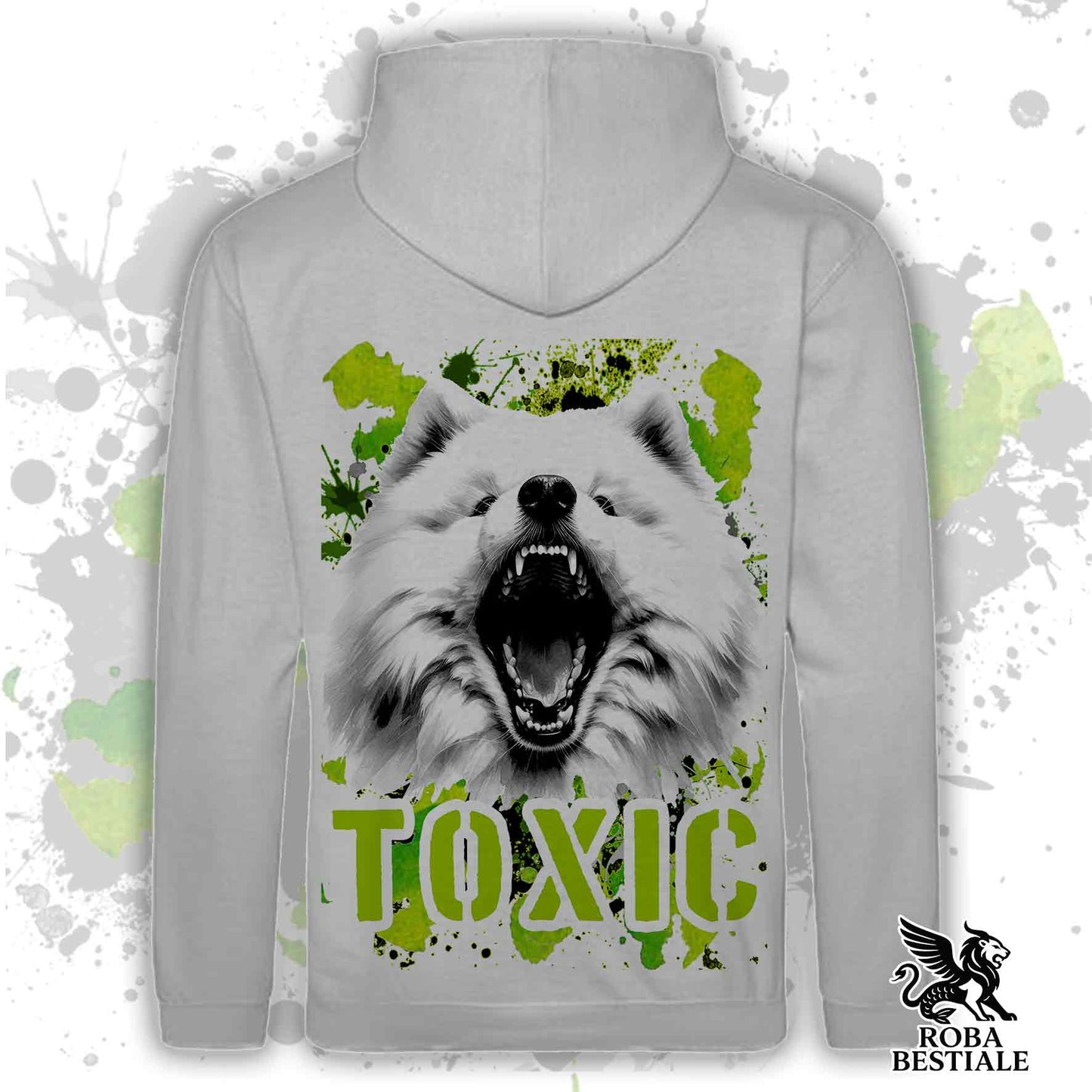 Felpa TOXIC - SAMOIEDO - Con Cappuccio e Tasconi, Unisex, in tanti colori - dalla XS alla 5XL