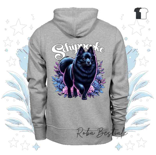 Felpa Invernale BLOSSOM BEAUTY - SCHIPPERKE - Con Cappuccio, Unisex - Nera o Grigia - dalla XS alla 3XL