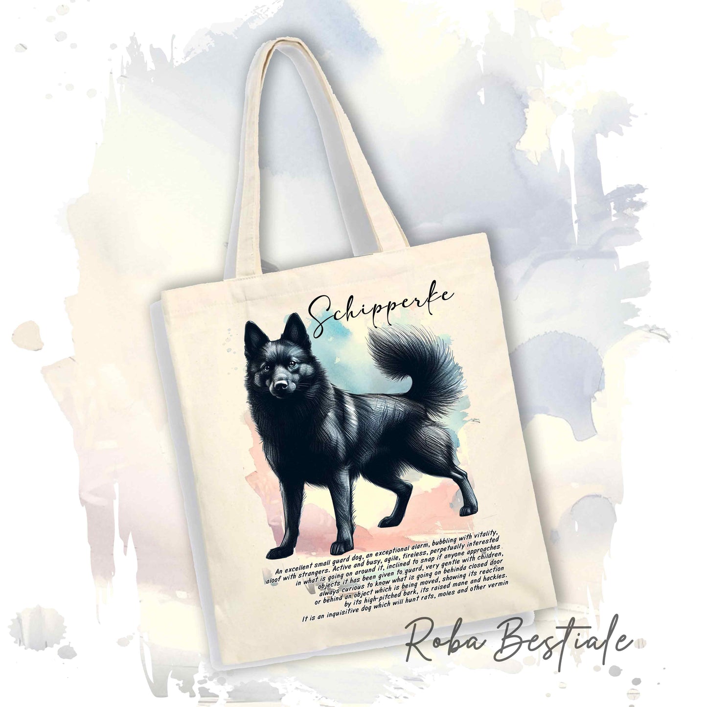 Shopper BEHAVIOR - SCHIPPERKE - Standard FCI - Diversi colori disponibili, 100% Cotone