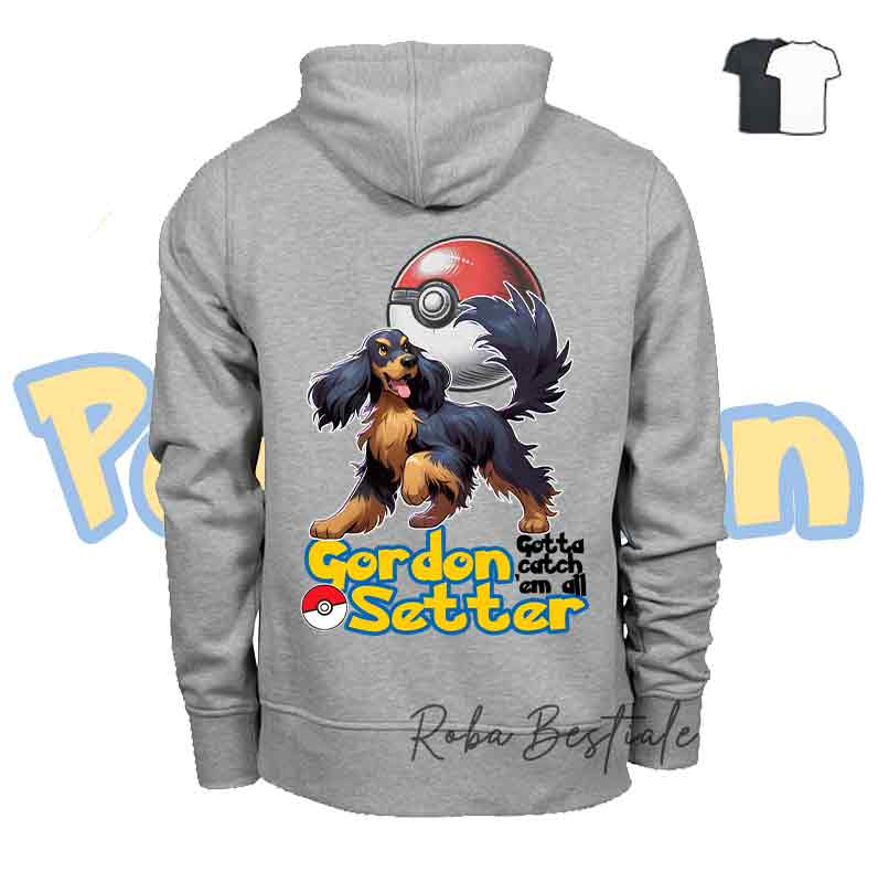 Felpa POKEMON - SETTER GORDON - Unisex - Grigia o Nera - dalla XS alla 3XL