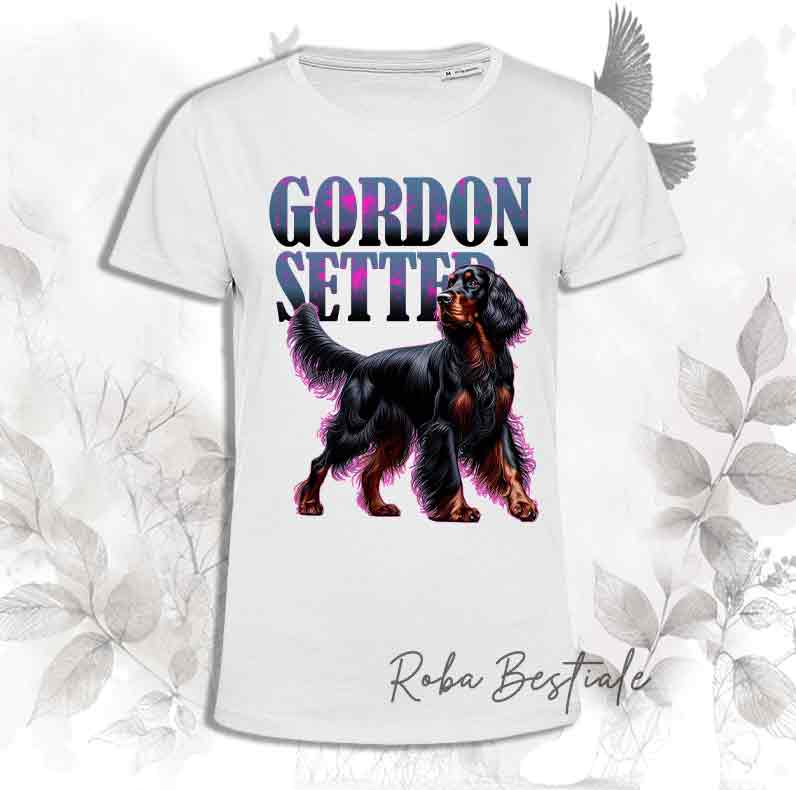 T-Shirt WILD HUNTERS - SETTER GORDON - Bianca con scritta in colore a scelta - dalla XS alla 5XL