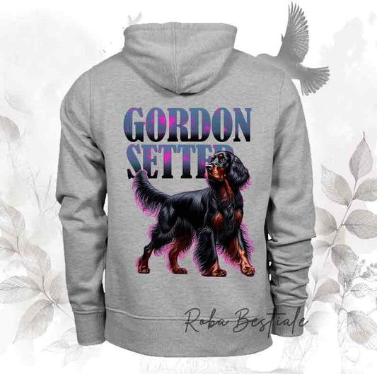 Felpa WILD HUNTERS - SETTER GORDON - Scritta con dettagli HOT PINK - Unisex - Nera o Grigia - dalla XS alla 3XL