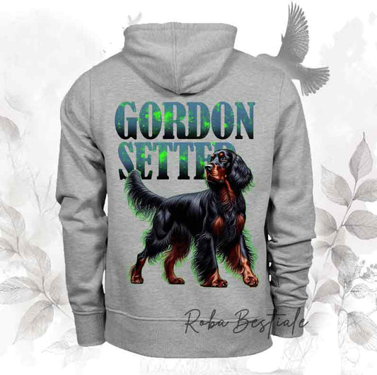 Felpa WILD HUNTERS - SETTER GORDON - Scritta con dettagli LIME GREEN - Unisex - Nera o Grigia - dalla XS alla 3XL